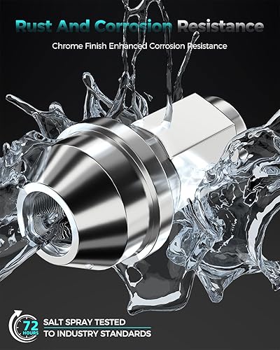 Vista 3 de ZOFFI 24 piezas M14x2.0 de una sola pieza cromadas OEM estilo fábrica grande bellota asiento tuercas reemplazo para 2003-2014 Ford F150 Expedition