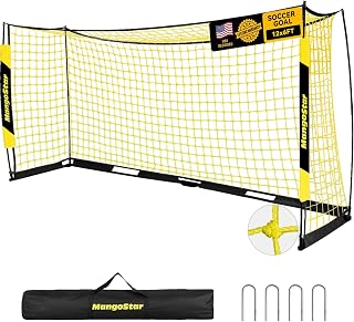 MangoStar Soccer Goal 12X6 FT Soccer Goals for Backyard Portable Soccer Net | Collapsible Design, Easy Setup, Weatherproof Large Soccer Goal for Indoor Outdoor Practice Training with Carry Bag, Stakes