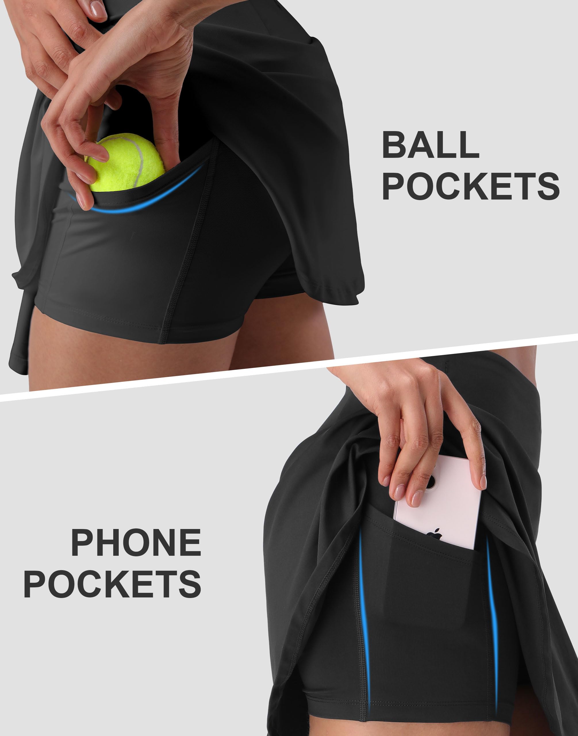 Pioneer Camp Gonna da tennis da donna da 35,6 cm, a vita alta, per atletica, golf, con pantaloncini, 3 tasche, per pickleball, allenamento, corsa