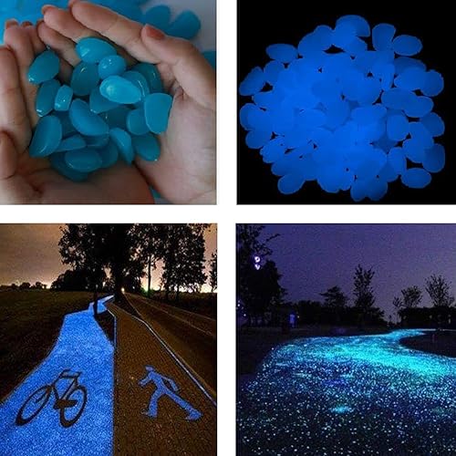 Miniatura 2 de 520 piedras que brillan en la oscuridad, piedras de Gardon luminosas para pasarelas, patio, acuario, pecera, decoración alimentada por luz y piedras