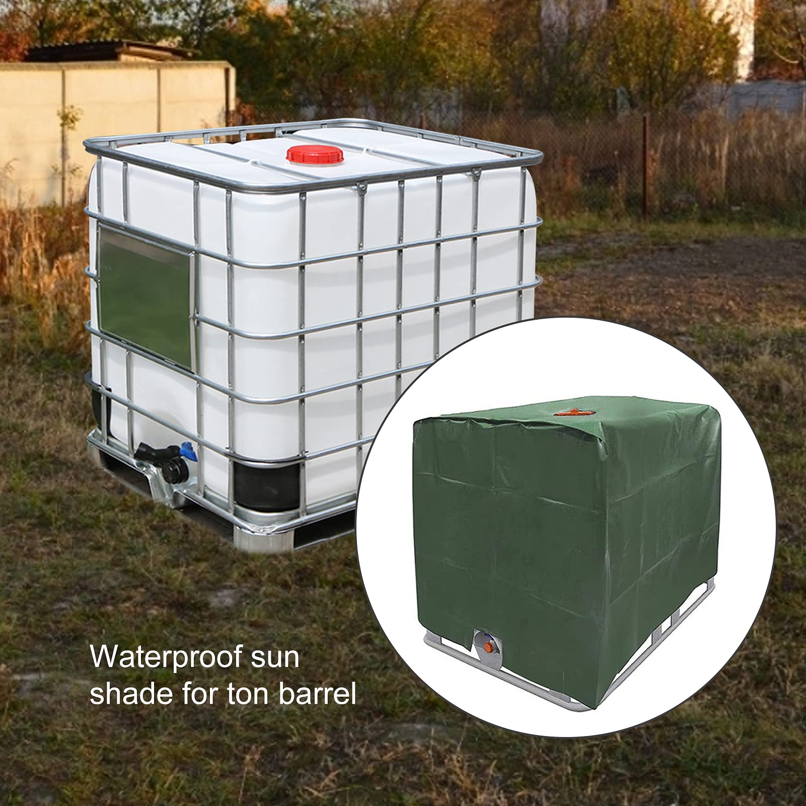 Bâche De Réservoir D'eau, Bâche Couverture Réservoir IBC Pour Cuve 1000l Capot De Protection Container Citerne Eau Anti Poussiere Anti Uv Anti Pluie 120x100x116cm Vert 85208044