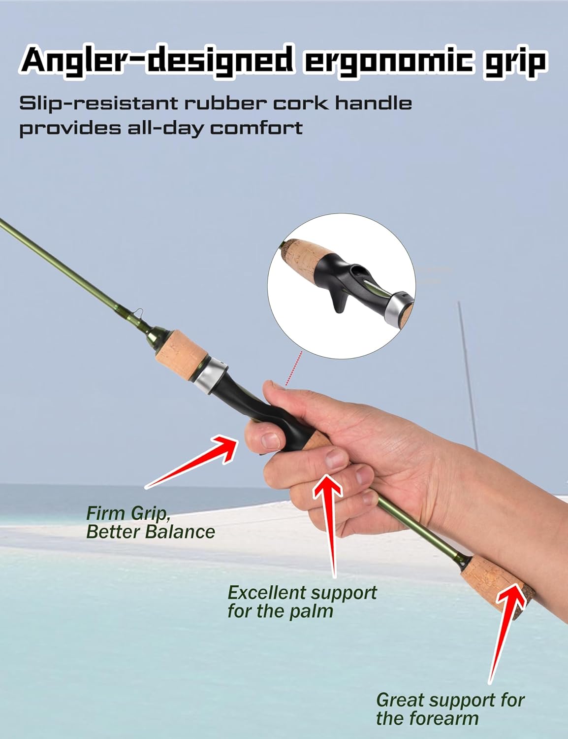 LITTMA Wild Streams Ultralight Spinning&Casting Trout Rod, 2-Piece Fishing Rod for Crappie, Panfish & Micro Fishing, Green Carbon Fiber Blank with Cork Handle, 5’6”/6’/6’6”/7’