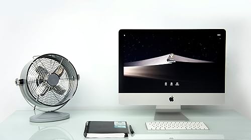 Miniatura 4 de Ventilador de escritorio retro con pedestal con cabezal de ventilador pivotante 2 velocidades latón agntico