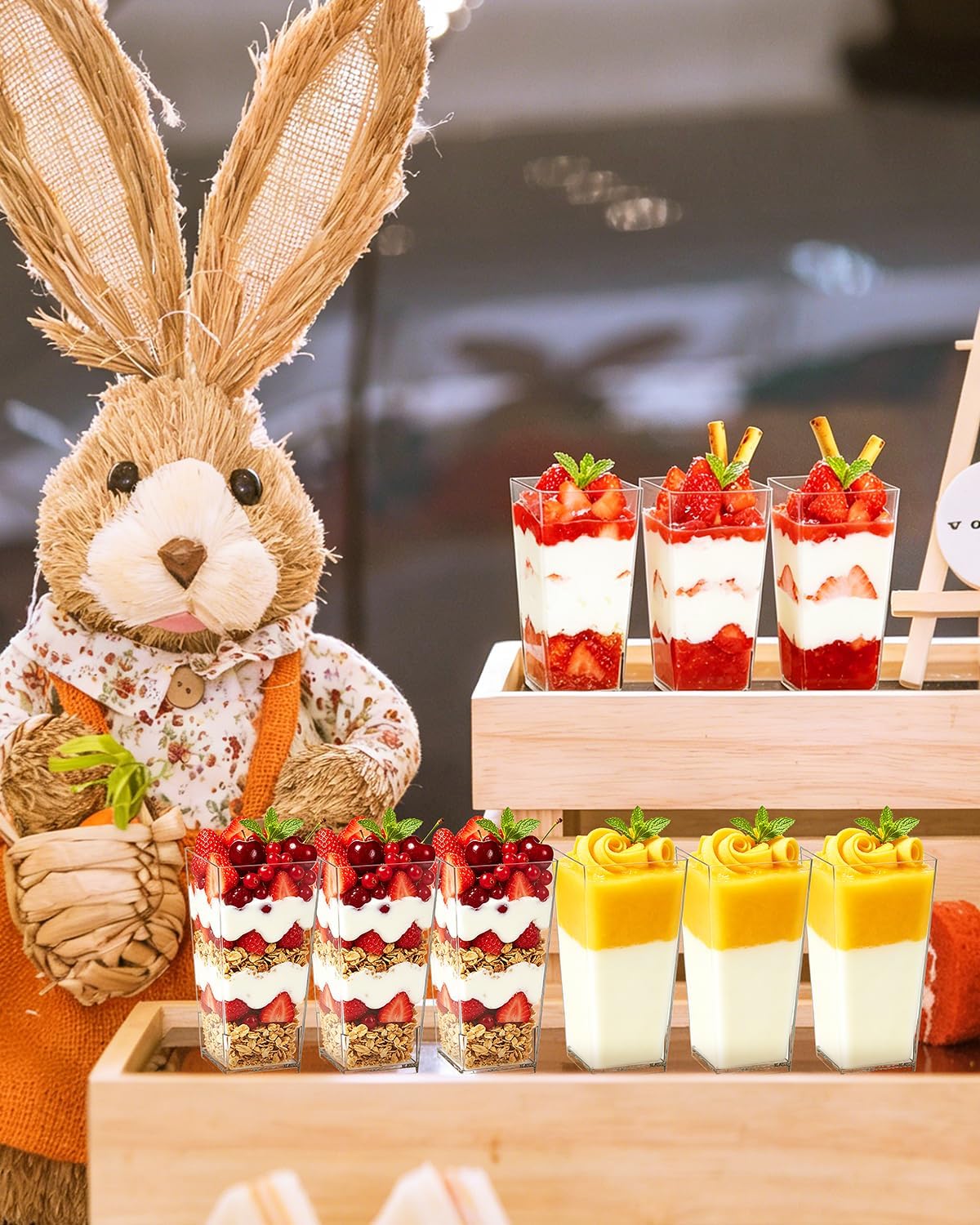 SHOPDAY 3oz Mini Dessert Cups with Lids Spoons 150 Pack, Small Shooter Cups