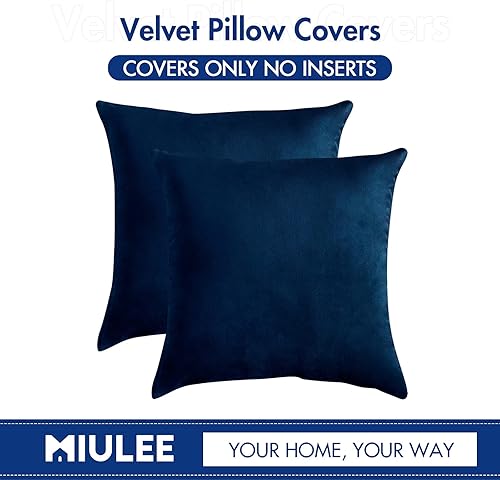 Miniatura 9 de MIULEE Juego de 2 fundas de almohada cuadradas decorativas de terciopelo suave con rellenos de almohada de 18 x 18 pulgadas