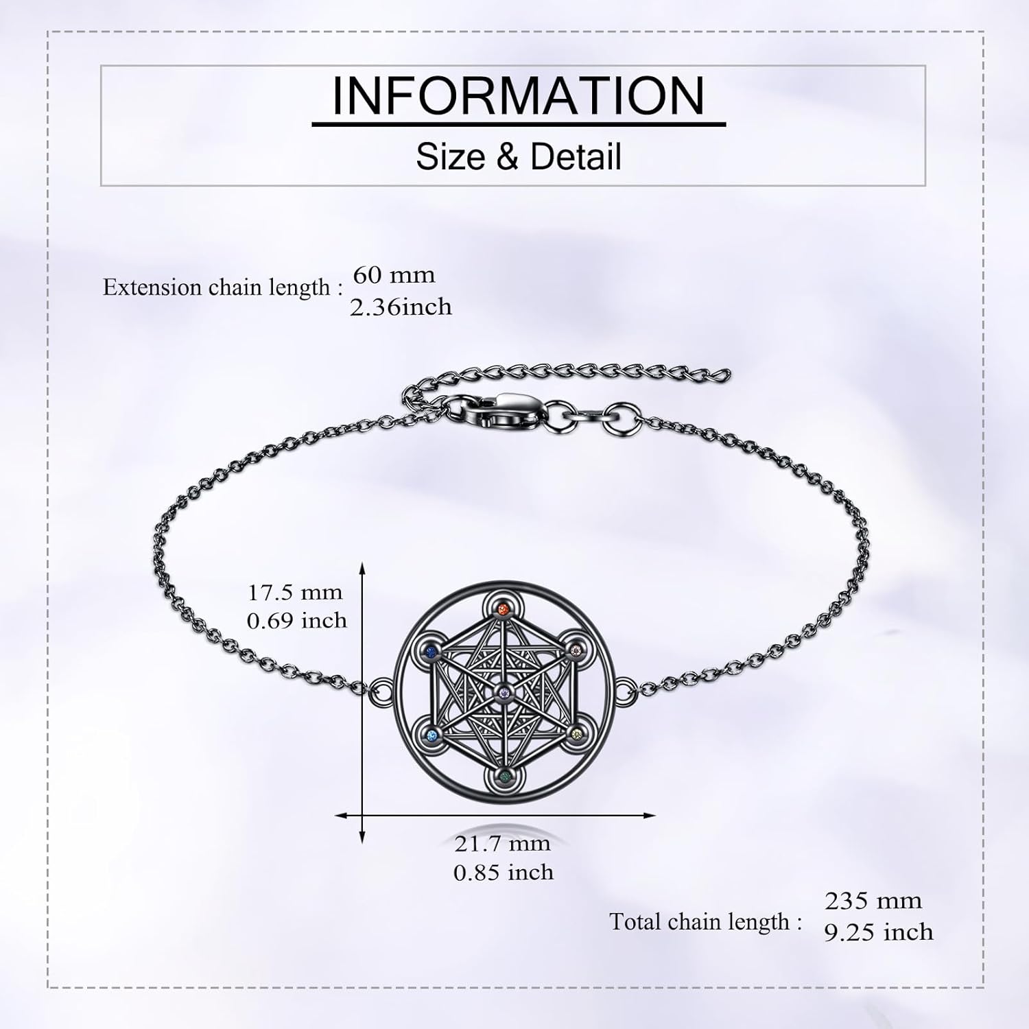 URONE Metatron Cube Bracelet 925 Sterling Silver Metatron Bracelet Geometry Jewelry Gifts for Women Men