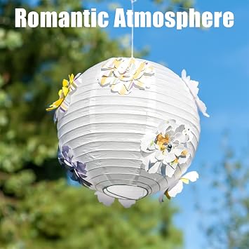 6 PCS Paper Lanterns, Paper Lampshades for Ceiling Lights, Wedding Decorations, Party Props Supplies (White, 3 Sizes)