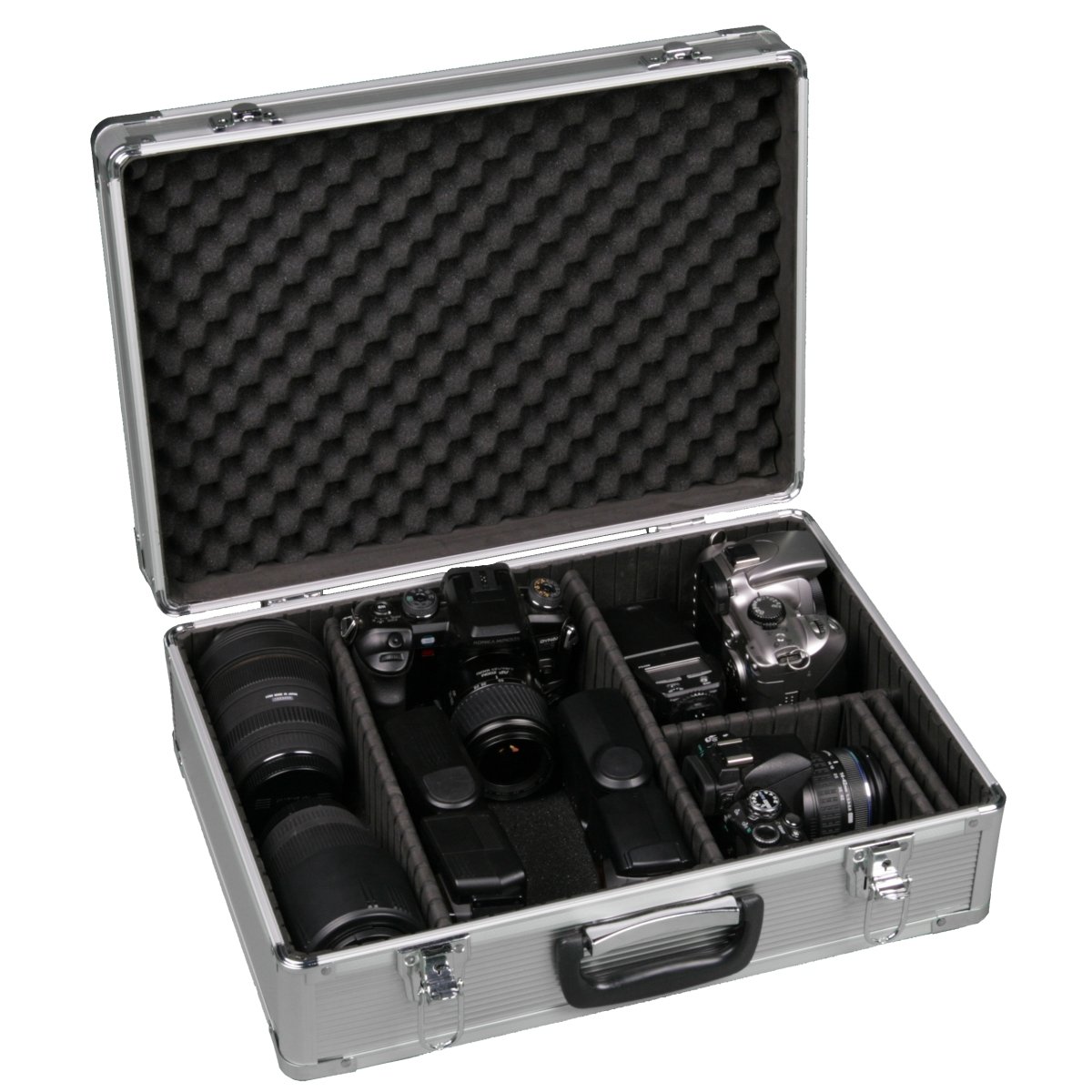 Mantona Valise Photo Basic M avec Mousse Argent Aluminium, verrouillable