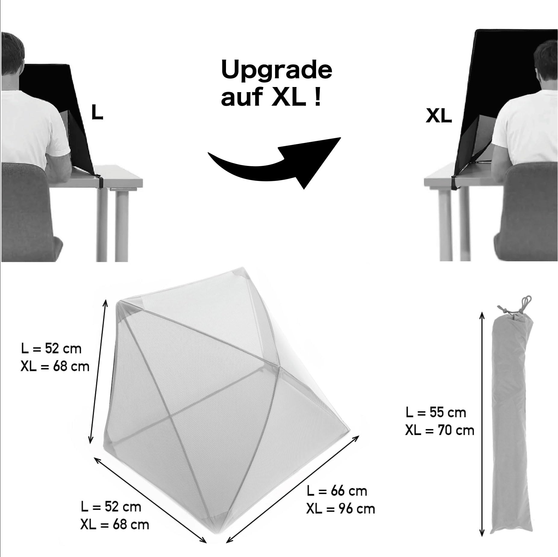 Laptop Sonnenschutz für draußen | Blendfrei – Bessere Lesbarkeit im Sonnenlicht | Für 13–17 Zoll, Faltbar & Tragbar, Ideal fürs Homeoffice