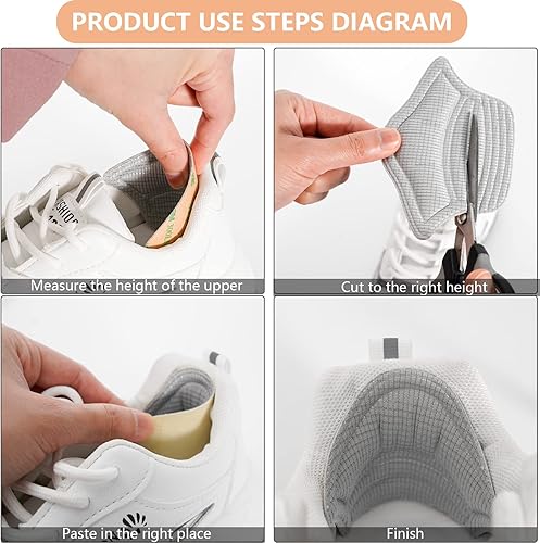 Miniatura 3 de 4 pares de protectores de talón para zapatos, inserciones de cojín en la parte posterior del talón, zapatos sueltos demasiado grandes, protectores