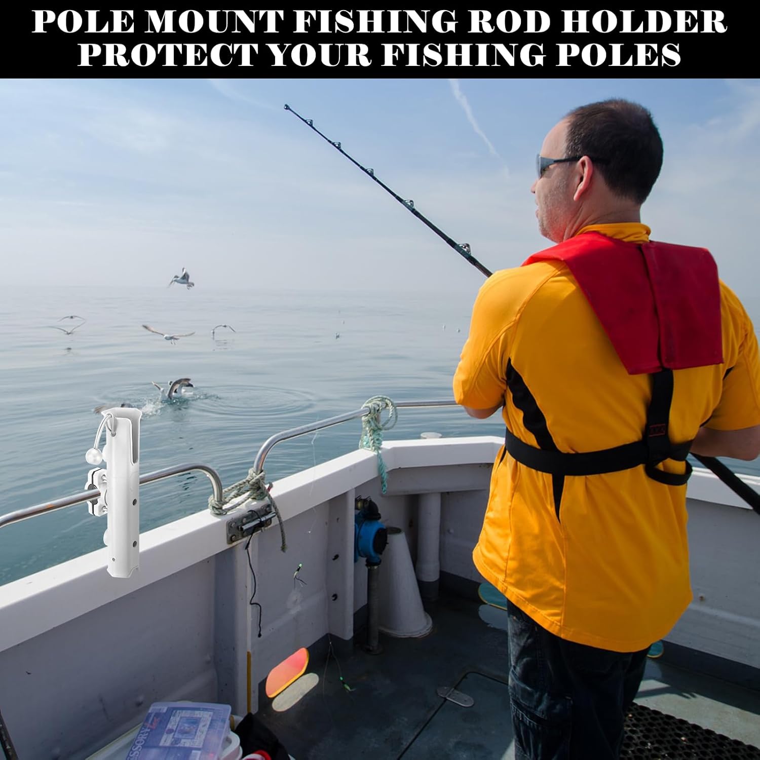 Seenelling Fishing Rod Holder for Bike Rack Pole Mount Rotatable Fishing Chair Pole Holders with Clamp for Boat Bicycle Motorcycle Kayak Cart
