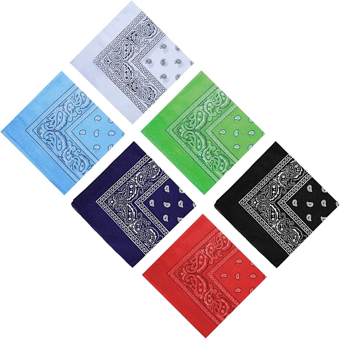 Bandanas for Men Women 6 Pack, Cotton Paisley Headbands Scarf Cowboy Bandana, Square Bandanas ideal for Hip-Hop Cycling - also as Handkerchief/Neckerchief