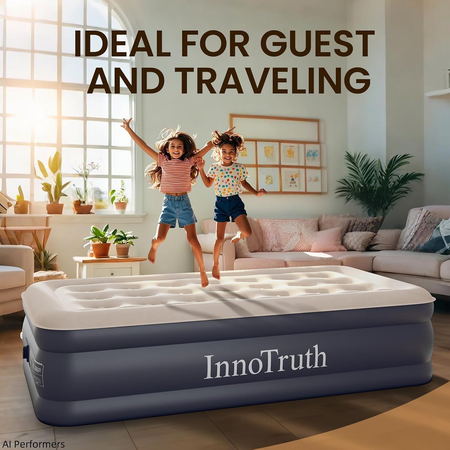 InnoTruth Twin Air Mattress with Built in Pump, Famiy Choice Award Winner, Inflatable Blow up Mattress, 18 Raised Colchones Inflables Air Bed, Ideal for Home and Outdoor, 300lbs ‼️comes with stains and dust‼️