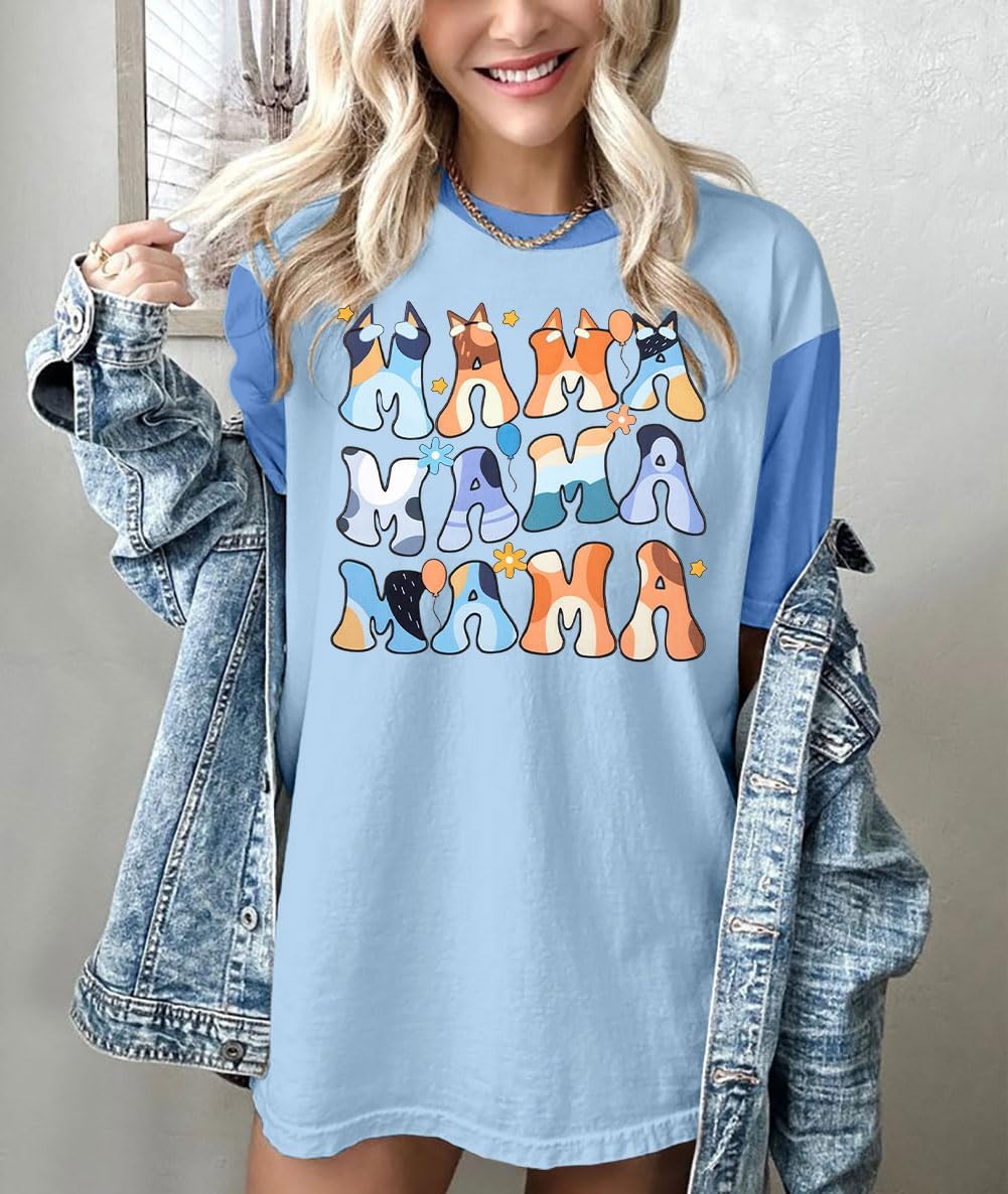 Oversized Mama Shirt Woman Mom Letter Print Tshirt Trendy Mama Shirts Graphic Tees Short Sleeve Tops - Image 2