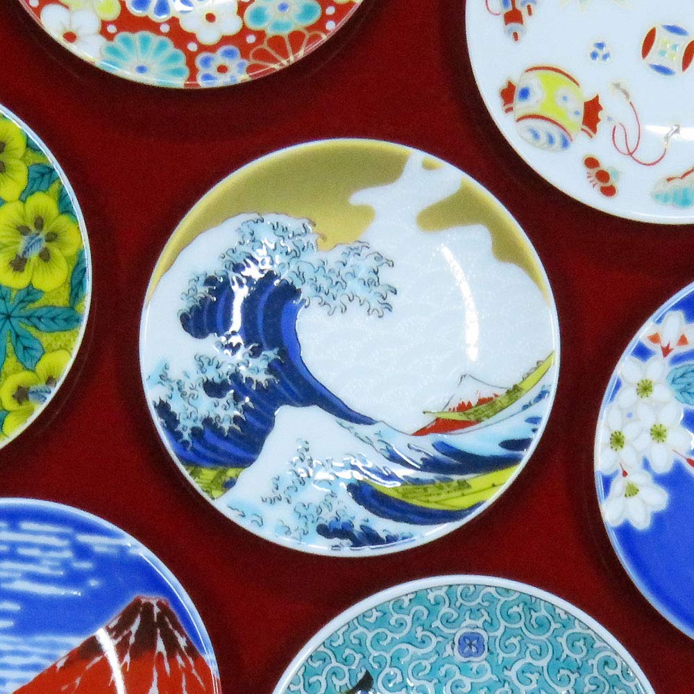 Stylish Kutani Ware Plate, Auspicious Bean Plate, Wave Ceramic, Small Plate, Serving Plate, Japanese Tableware : Home & Kitchen