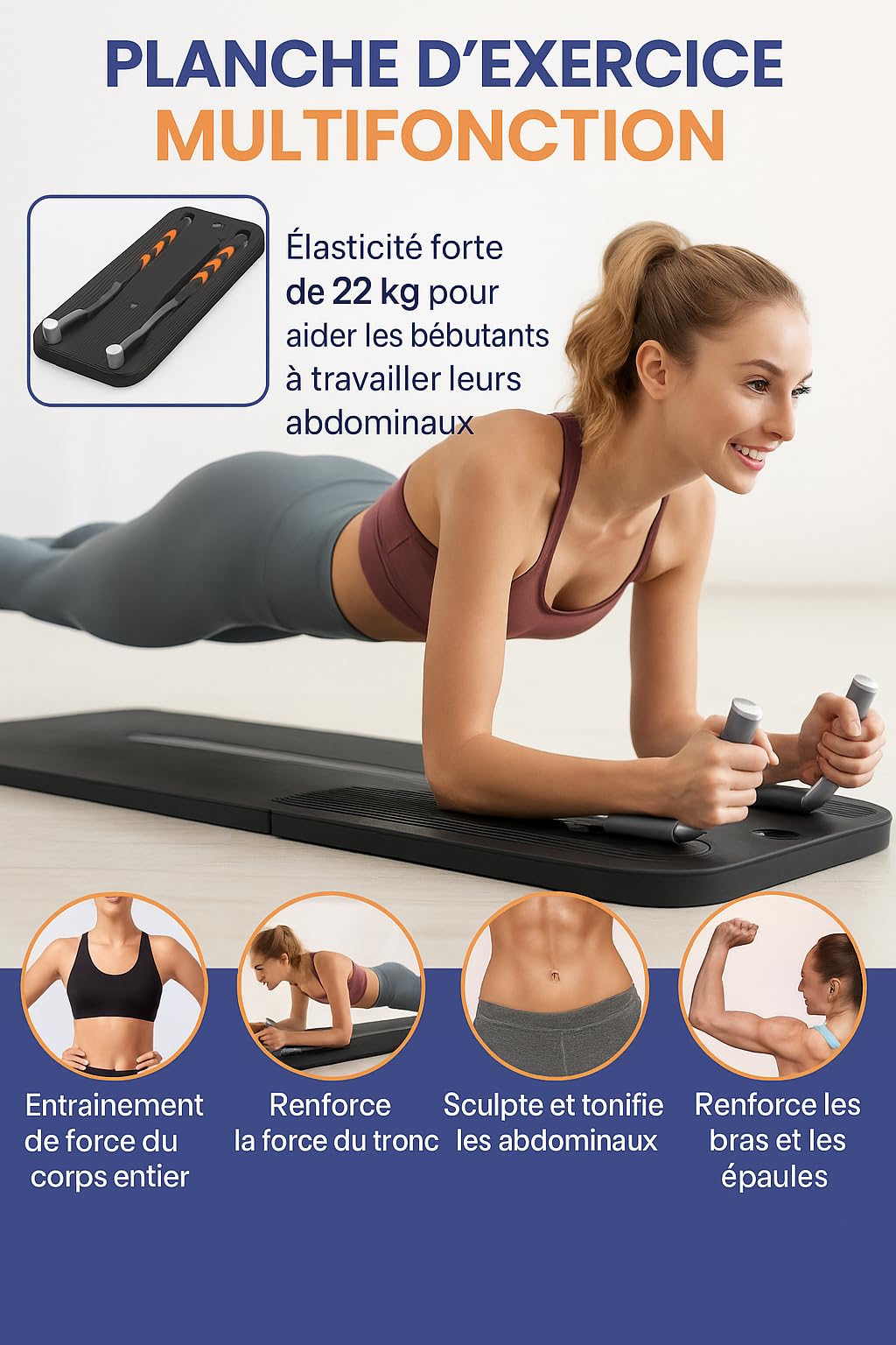 Appareil Pilates Réformateur 5-en-1 avec Compteur LED – Rouleau à Rebond Automatique et Planche d’Exercice Multifonction pour Entraînement à Domicile