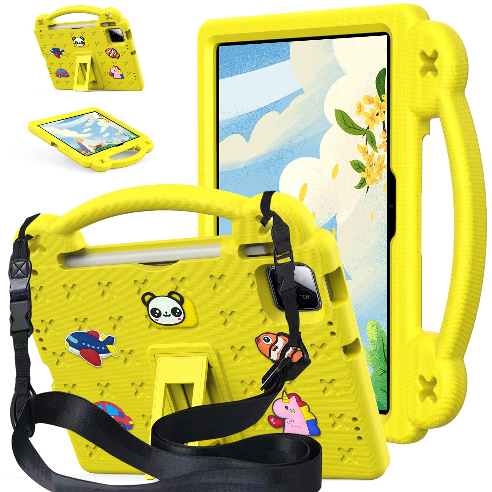 AKABEILA Custodia per tablet per Xiaomi Pad 8 2025/Pad 7/Pad 7 Pro 11.2 pollici 2024 Custodia carina per bambini antiurto protettiva con tracolla Maniglia Stand
