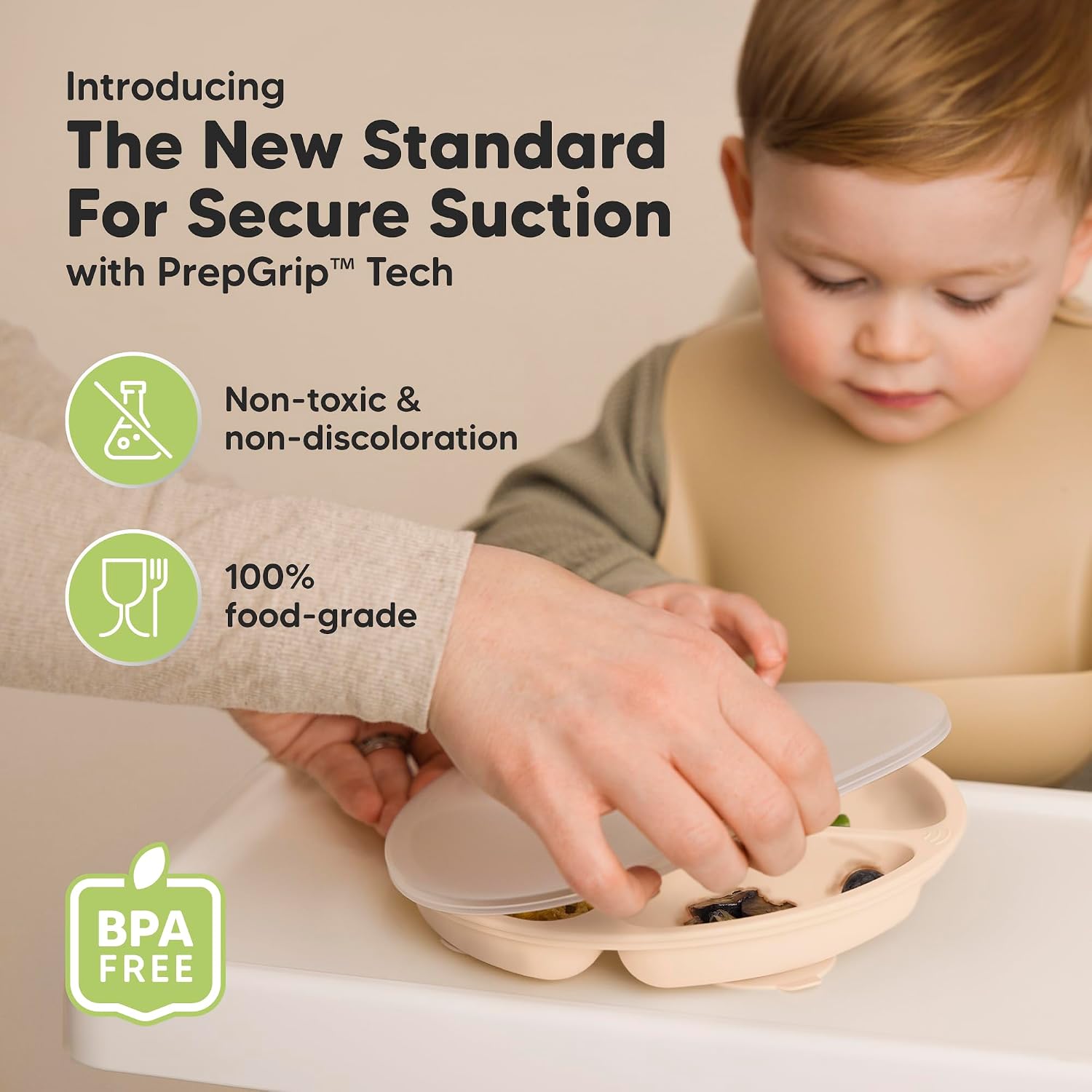 KeaBabies 3-Pack Suction Plates with Lids for Baby and Silicone Baby Food Freezer Tray with Clip-on Lid - 100% Silicone Suction Plates for Baby, Kids, Toddler Plates - Baby Food Silicone Freezer Molds