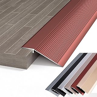 36in Aluminum Floor Transition Strip 4 Inch Wide Heavy Duty Threshold Ramp 0.4-1.6" Height Reducer Gap Cover for Doorway Kitchen Bathroom Wood Tile(Red,W7CM/2.75IN)