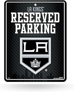 Rico Industries NHL Hockey Los Angeles Kings 8.5" x 11" Carbon Fiber Metal Parking Sign - Great for Man Cave, Bed Room, Office, Home Décor