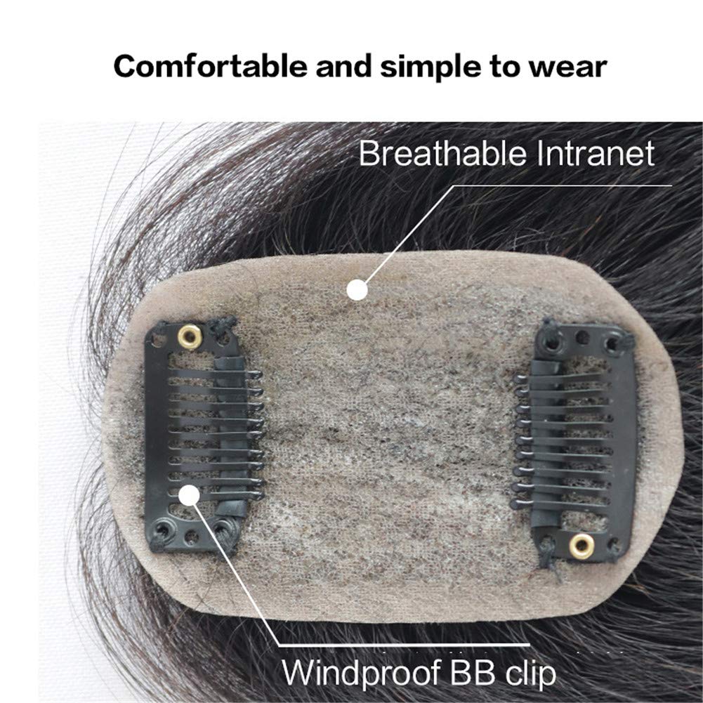 Real Human Hair Topper for Women Silk Base Clip in Top Hair Pieces for Covering White Hair Tape Straight Toupee Wiglet 7x10cm 30cm Natural Color