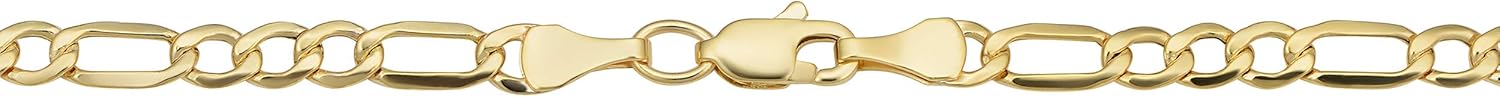 Kooljewelry 10k Yellow Gold 3.5 mm Figaro Link Chain Necklace Nekclace (18, 20, 24, 30 or 36 inch)