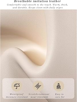 29 Bar Stools Set of 2, Modern Counter Height Barstools with Backs, Upholstered Faux Leather Bar Chairs with Metal Legs & Footrest for Kitchen, Cafe, Pub, Restaurant(Set of 2, Beige + Black)
