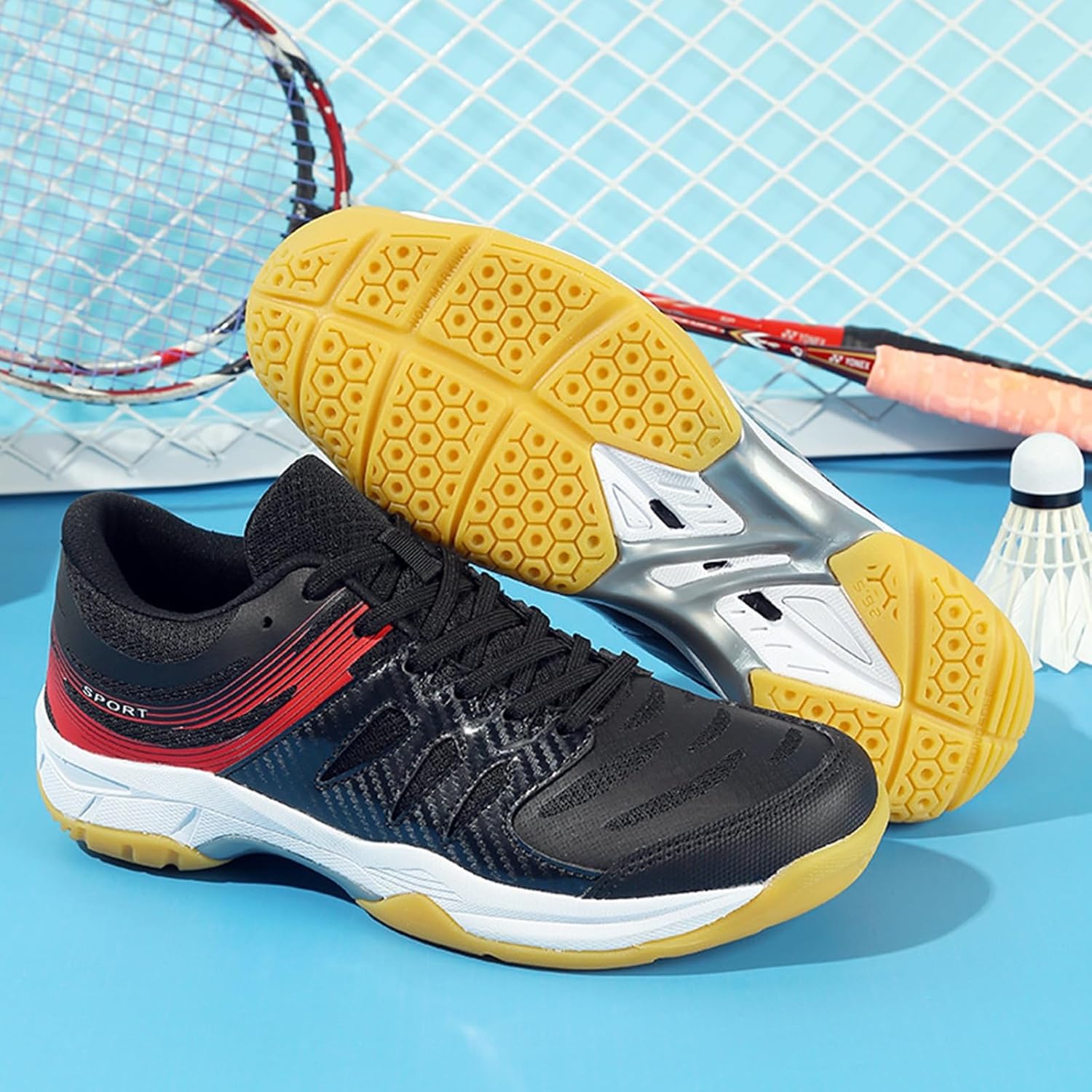 Mens Tennis Shoes Non Slip Pickleball Shoes Fashion Squash Shoes Shock-Absorbing Sports Trainers for Volleyball Badminton