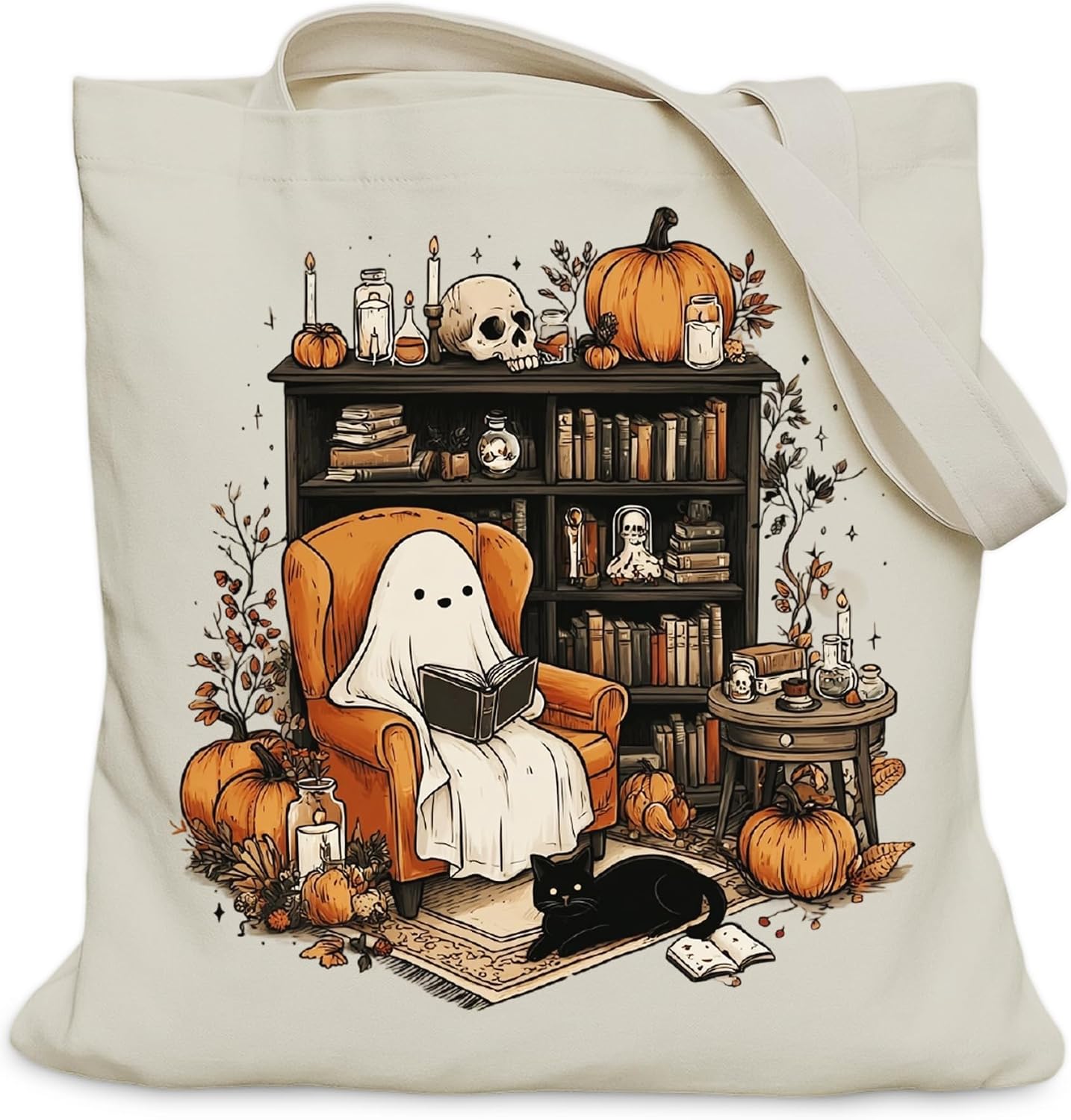 Book Lovers Gifts Tote Bag for Bookish Readers, Aesthetic Book Tote Bag for Librarian, Medium Size with Inner Pocket