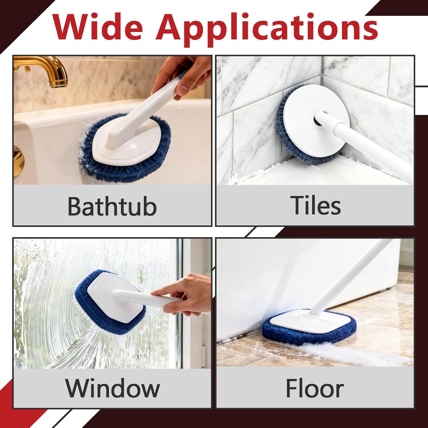 10Pcs Shower Scrubber Refill Pads Compatible with Tub & Tile Scrubber, Durable Blue Non-Scratch Replacement Pads for Bathroom & Toilet Wall Floor Cleaning