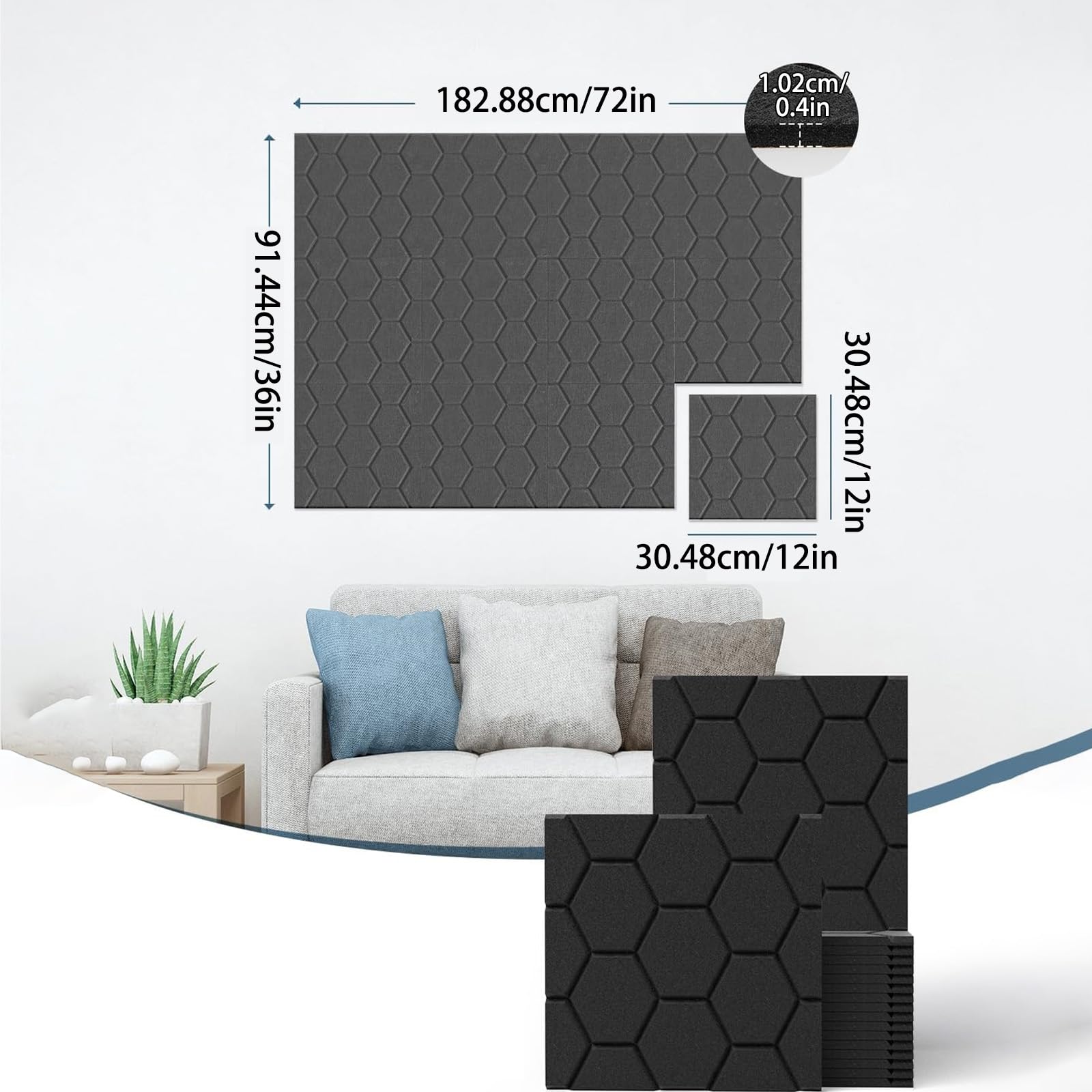 Paneles de absorción de sonido, control en cines, gris