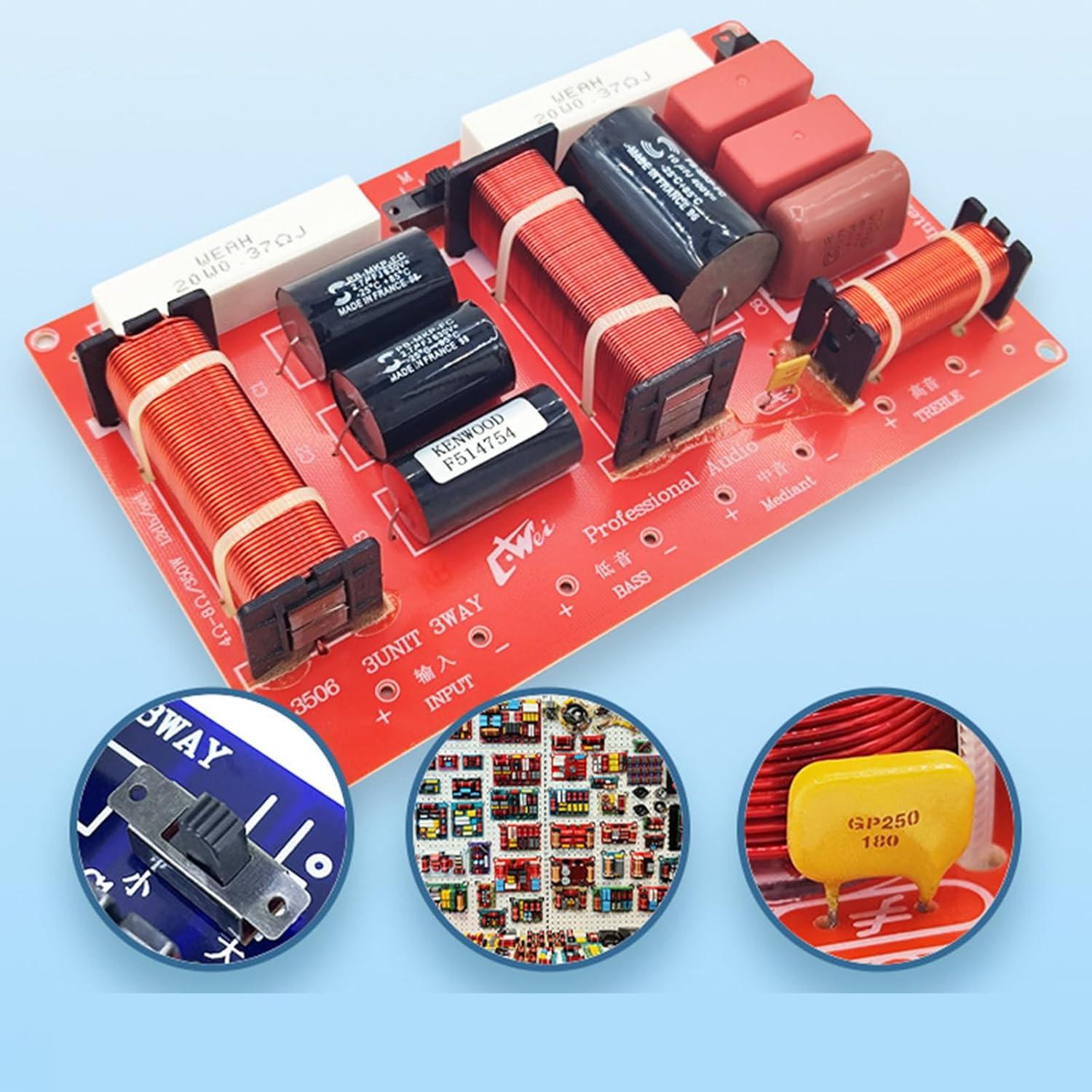 Speakers Frequency Divider Board Treble Bass 3 Way Sound Crossovers Filter Distributor Module Sound Divider