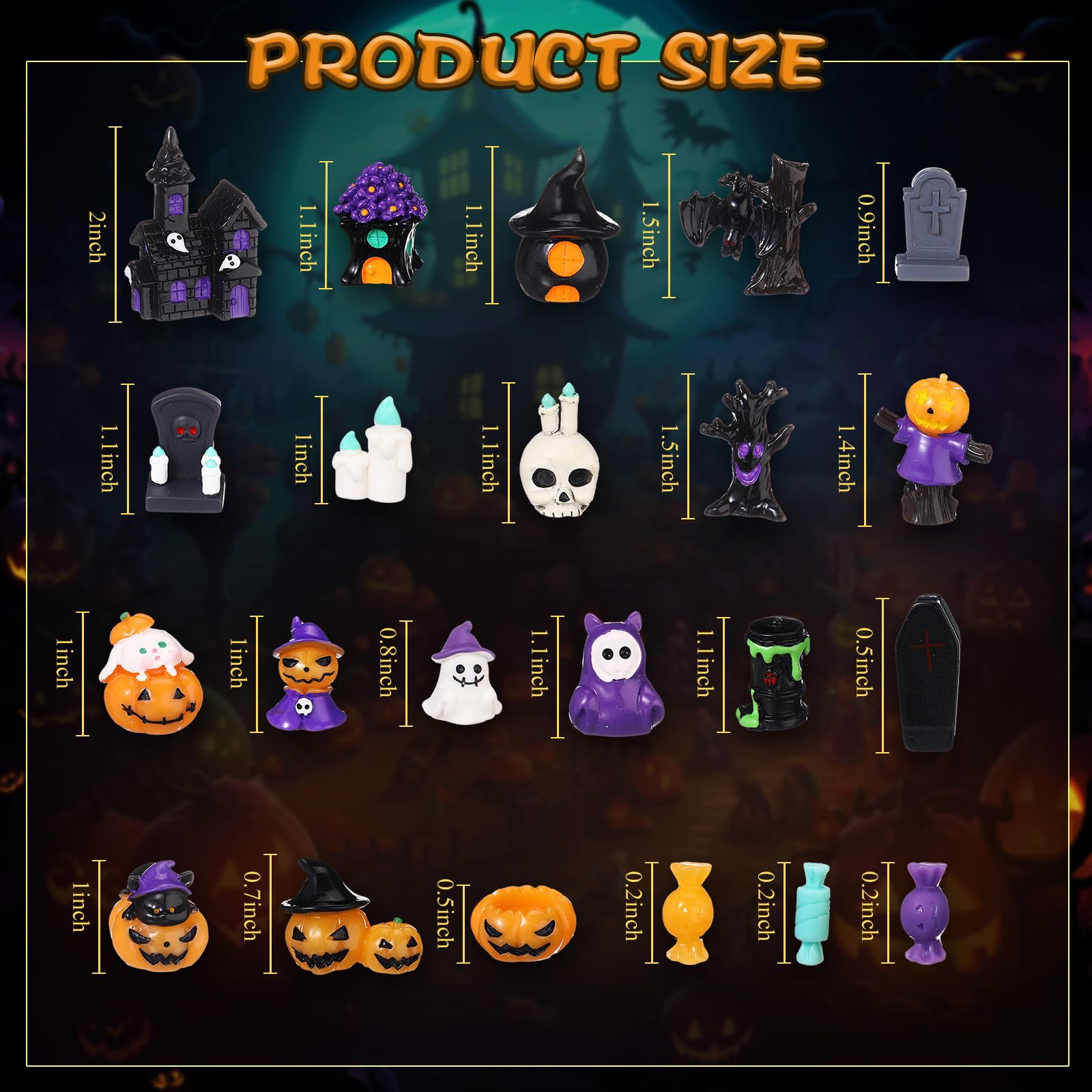 Lot De 50 Mini Figurines Halloween En Résine - Décoration Fête, Jardin, DIY, Cadeau Effrayant