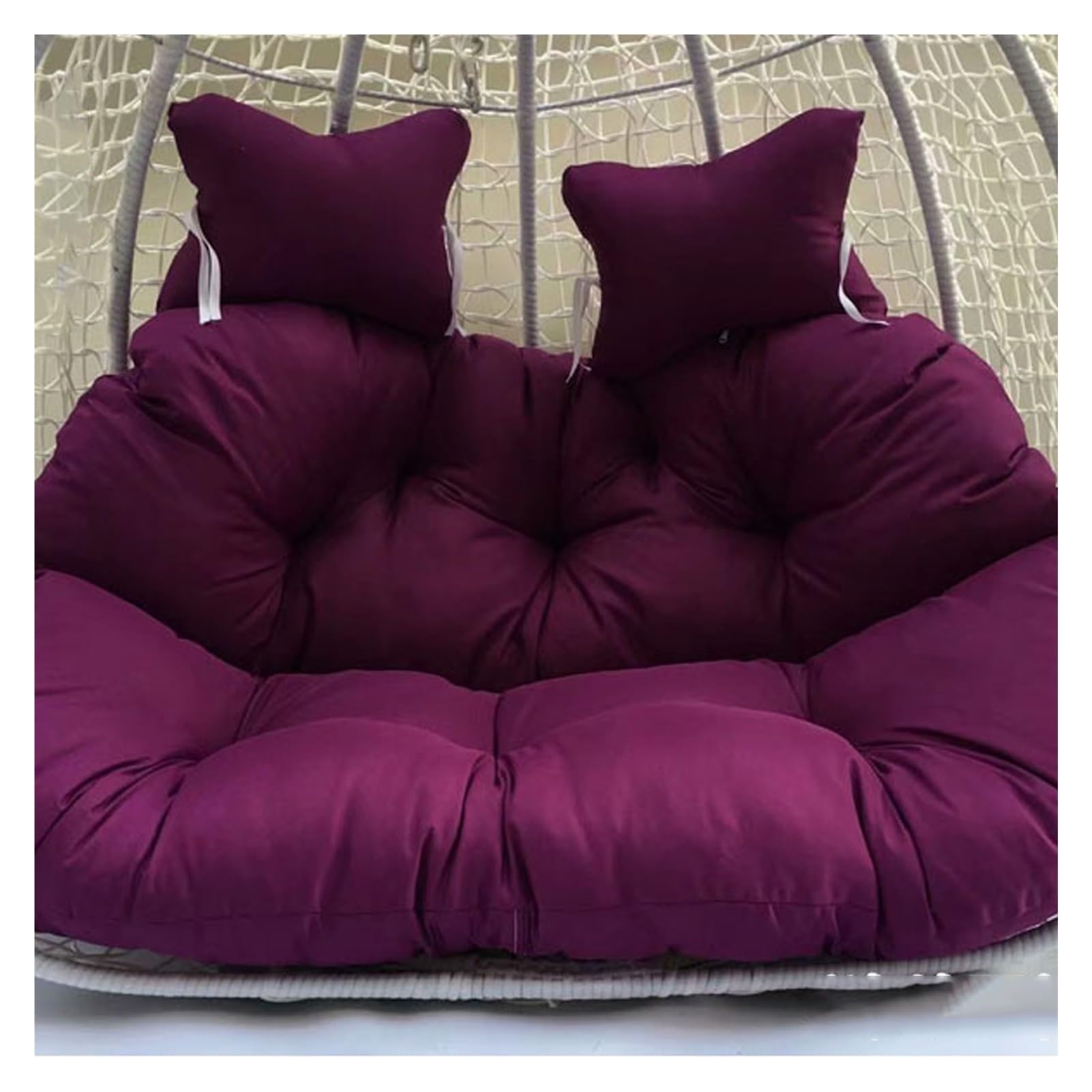 Meiiron Egg Chair Swing Cushion for 2 Persons, 2 Person Hanging Egg Chair Cushion with 2 Pillows, Hammock Chair Replacement Cushion with Filling Cotton for Garden Patio Outdoor(Color 9)