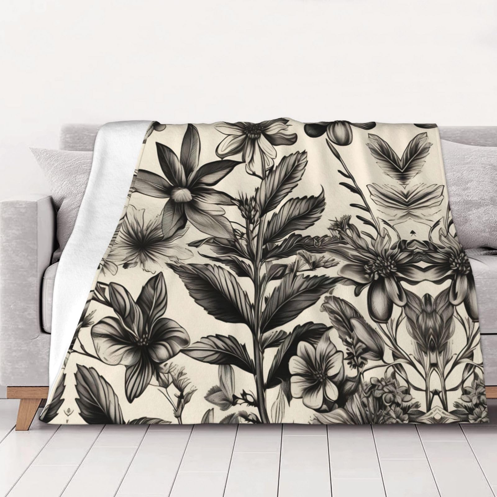 Couverture super douce anti-froid plaid floral confortable toutes saisons