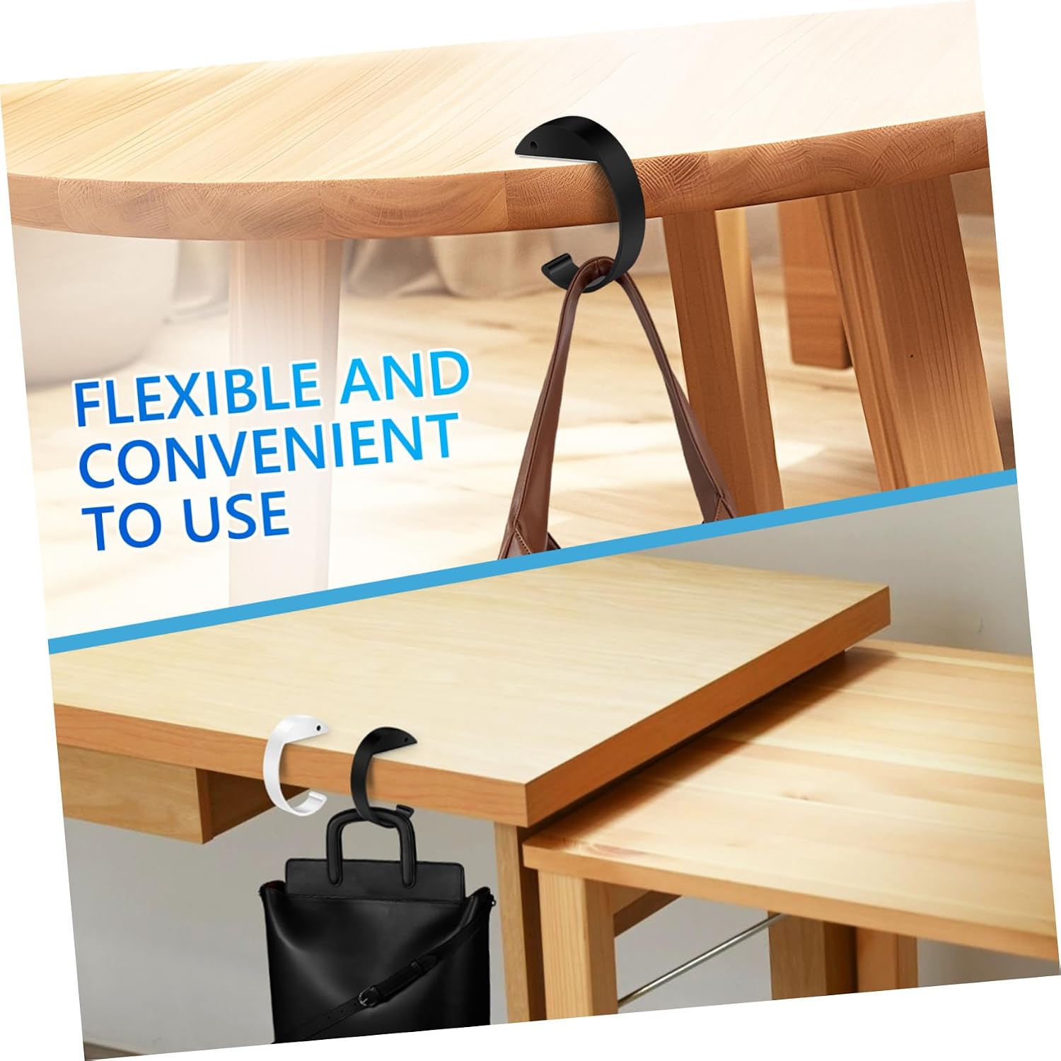 8pcs Purse Hook Portable Handbag Hanger for Desk and Table Lightweight Shaped Backpack Hooks and Easy to Use and Space-Saving