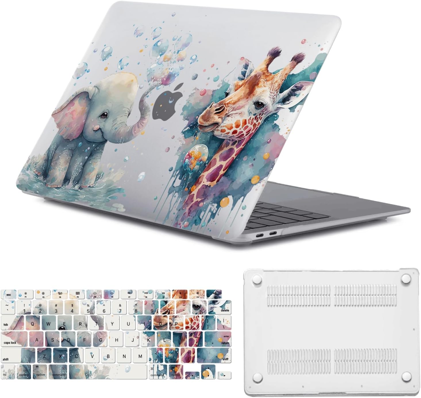 Hard Case for New MacBook Air M4 M3 M2 13 inch Cover 2025 2024 2023 2022 Model A3240 A3113 A2681,Air 13.6" Plastic Laptop Shell Protector & Keyboard Cover,Elephant Giraffe
