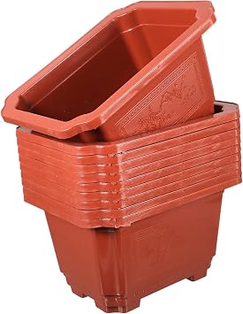 10pcs Rectangular Plastic Bonsai Flower Pots with Drainage Holes Xmas