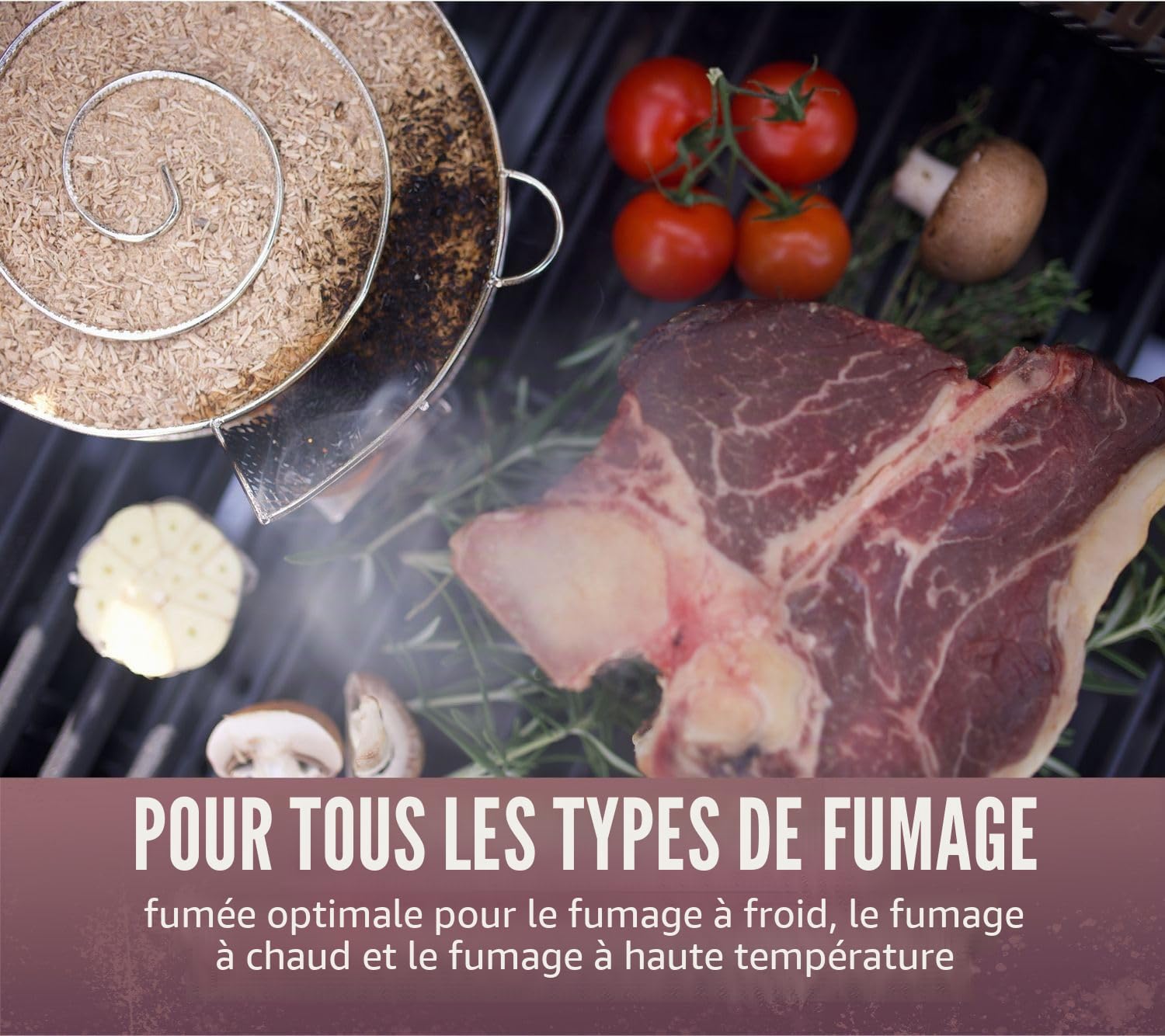 Grillfürst Générateur de fumée froide - Escargot de fumée en acier inoxydable - Rond - Pour barbecue à gaz et à charbon et fumoir, XXL - Diamètre : 31 cm