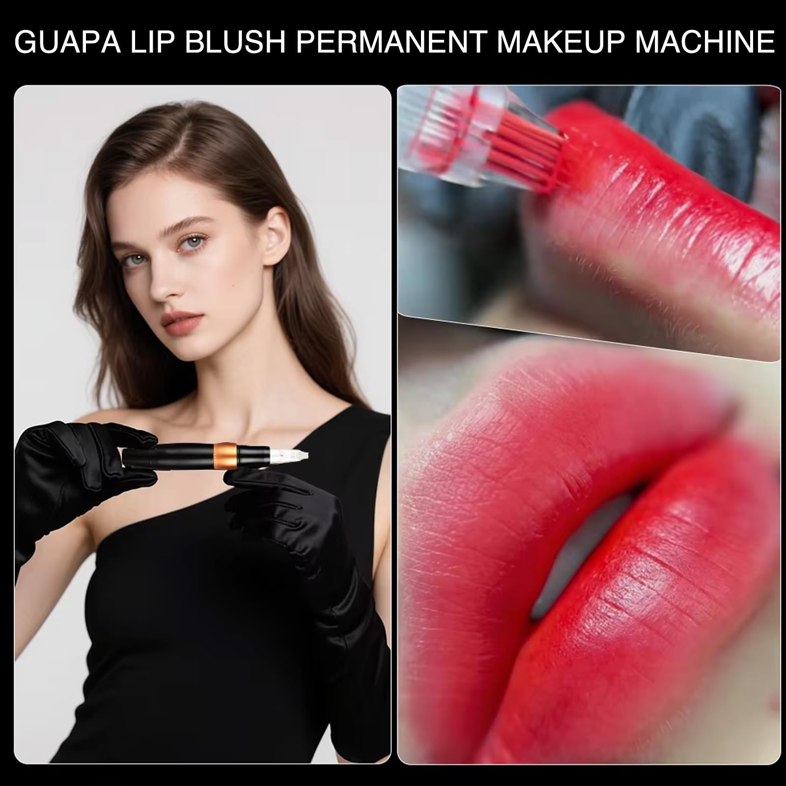 Schnelle Maschine für Lippen und Augenbrauen mit 8 Pin-Nadeln – für Augenbrauen, Lidschatten, Lippen-Tattoo, Rouge oder Schattierungen auf großen Flächen (Maschinen-Set)