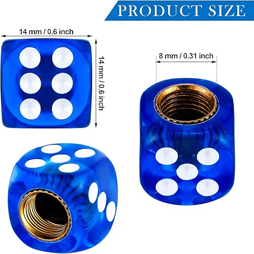 Miniatura 7 de 20 piezas de tapones de válvula de neumático con dados de acrílico, tapones de válvula de neumático con dados, tapa de rueda de motocicleta, tapón
