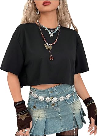 Verdusa Women's Gothic Butterfly Tops Y2K Witchy Tees Alternative Clothes