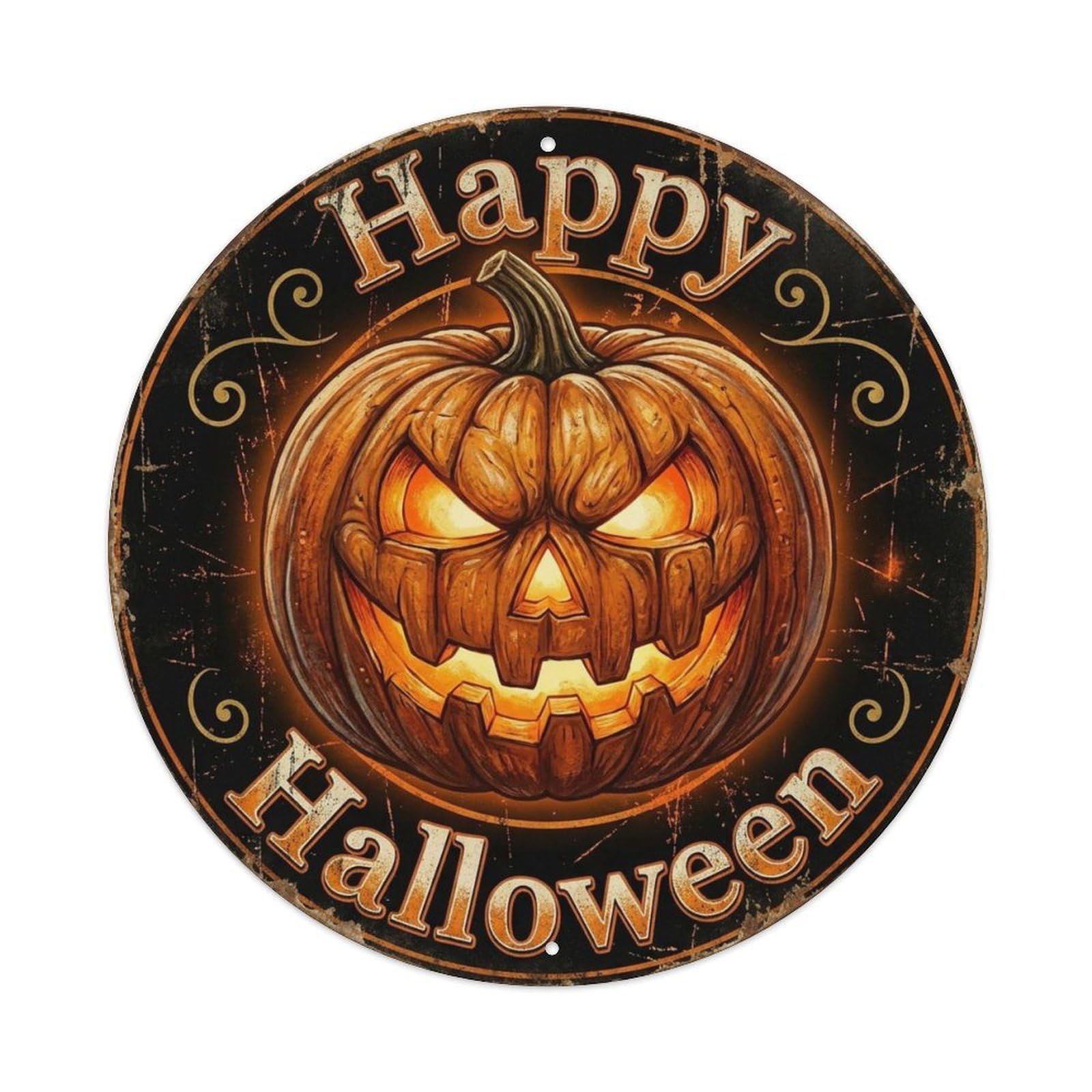 Jack Lantern Pumpkin Happy Halloween Positive Saying Metal Tin Sign
