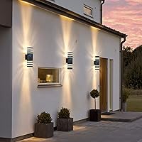 Vista 7 de DASTOR Iluminación Exterior del Anochecer al Amanecer, Luz de Pared Exterior Cuadrada Hacia Arriba y Hacia Abajo, Accesorio de Luz Exterior