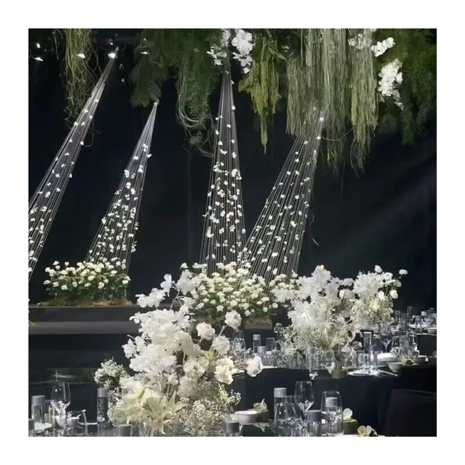 Cortina cuentas acrílicas for techo boda, escena cadena pétalos rosa