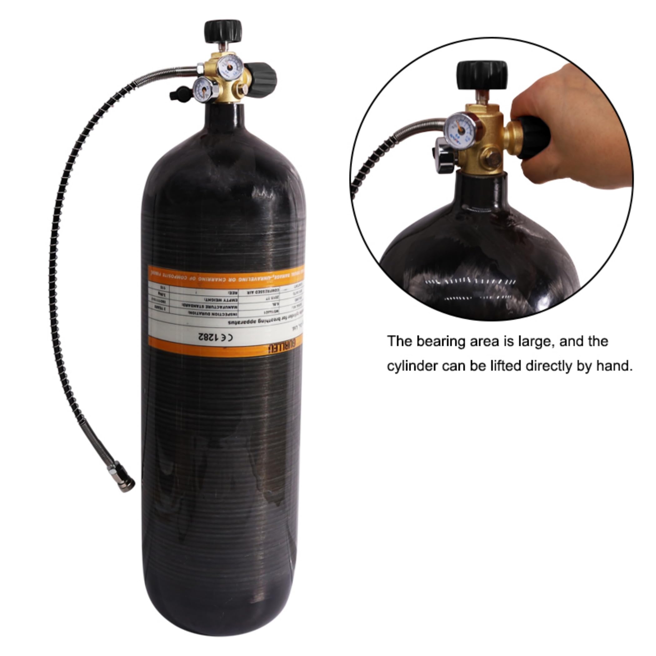 TUXING 4500 Psi/300 Bar compressore ad alta pressione Pcp Paintball, adattatore DIN valvola Scuba con tubo morbido da 24 pollici, valvola di ricarica Pcp per serbatoio d'aria, fucile ad aria compressa