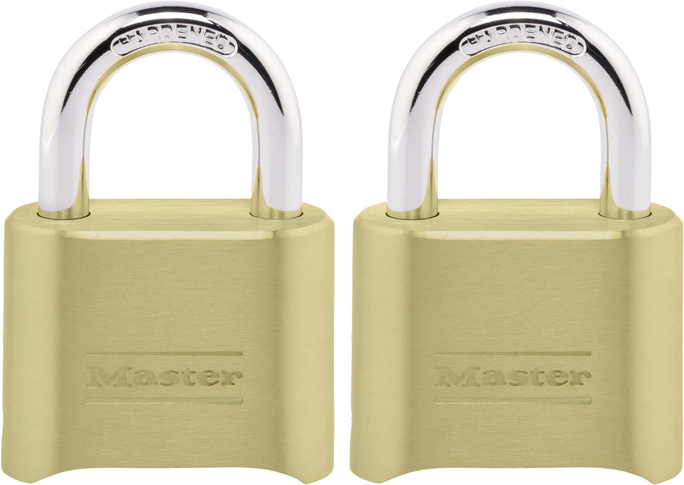 Brass Combination Lock, Gate Lock for Outdoor Fence or Shed, Customizable Combination Padlock with 2-inch Wide Body and 1-inch Shackle, 2 Pack, 175EC2