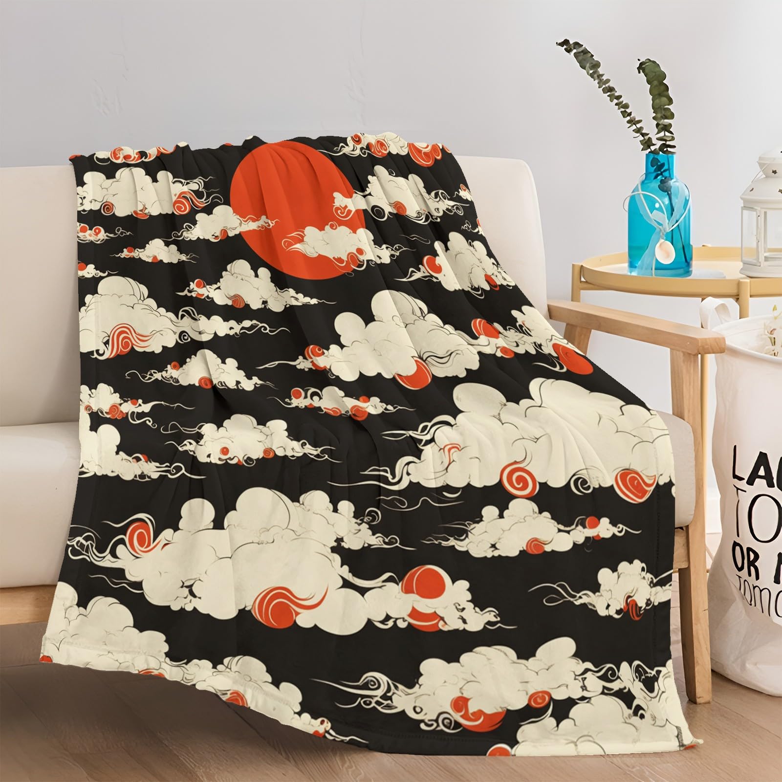 Couverture Polaire 150x200 cm Nuages ​​​​De Soleil Plaid Couverture Sherpa en Microfibre Douce, Couverture en Flanelle Chaude Et Confortable, 3D Jeté de Canapé