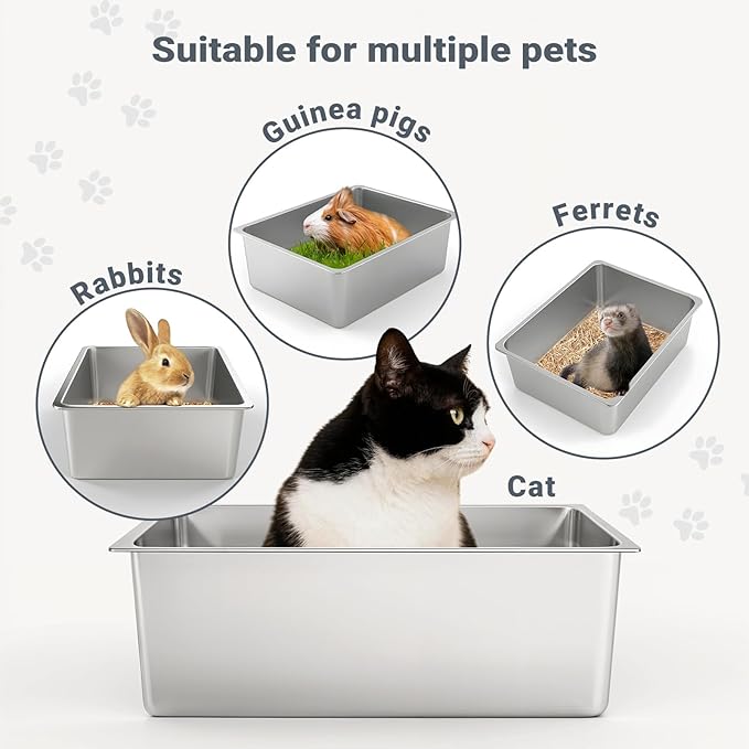 Bandeja Sanitaria de Acero Inoxidable Kirecoo para Gato miniatura 6