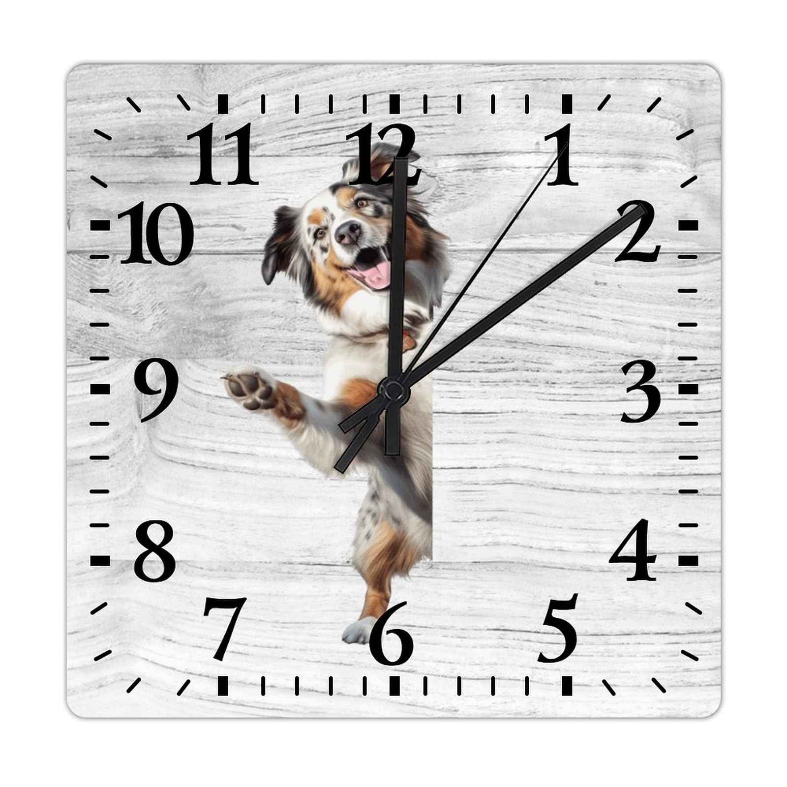 Horloge d'angle avec silhouette de chien de berger pour décorer la cuisine et le salon